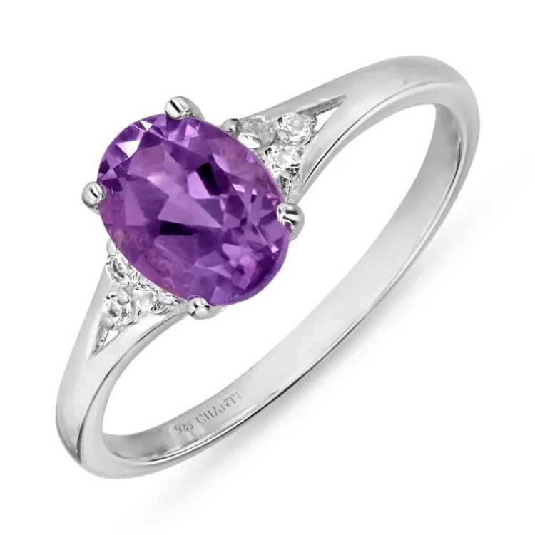 synthetisch amethist ring in zilver