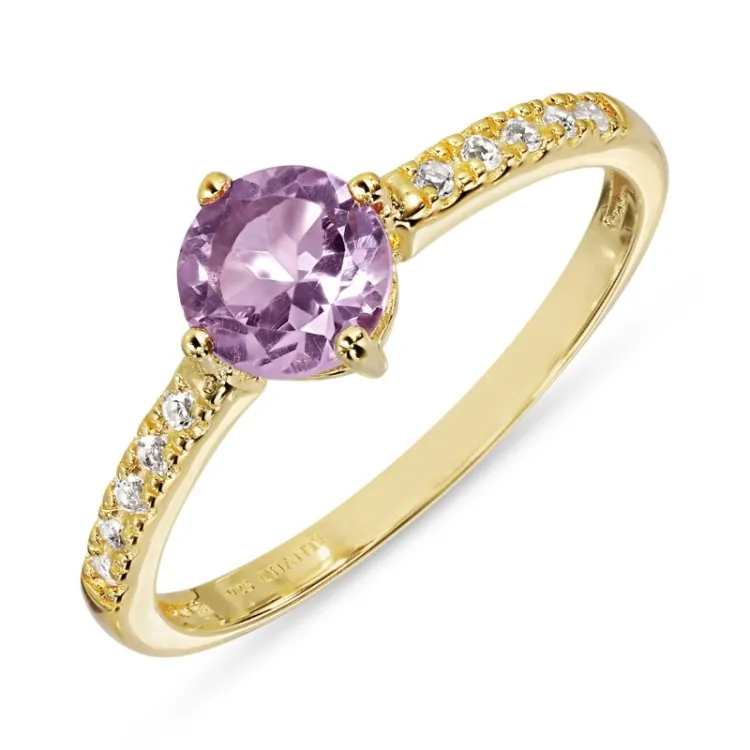 synthetisch amethist ring in verguld sterlingzilver