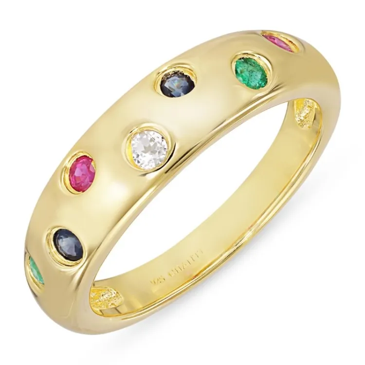 veelkleurig ring in verguld sterlingzilver