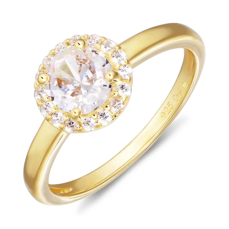 zirkoon ring in verguld sterlingzilver