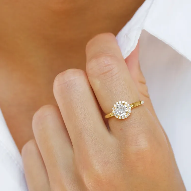 zirkoon ring in verguld sterlingzilver