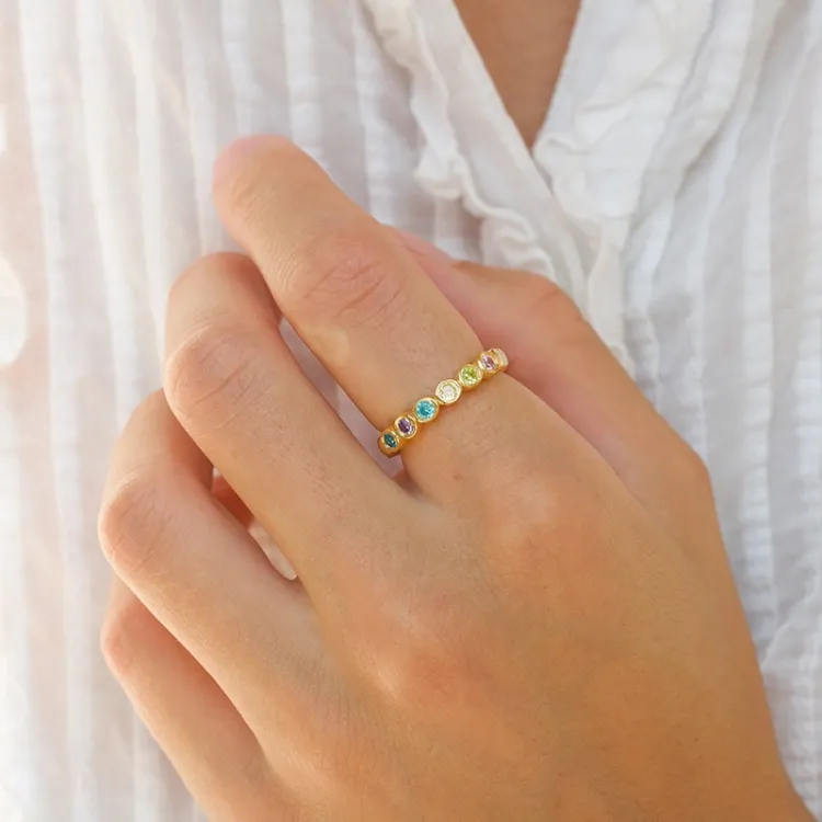 veelkleurig zirkoon ring in verguld sterlingzilver - Bubbly Twist