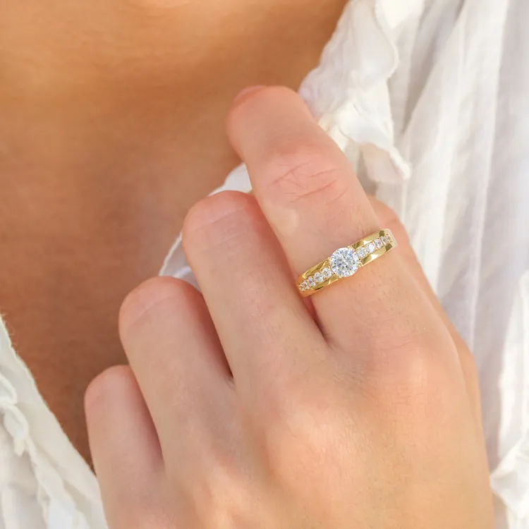 zirkoon ring in verguld sterlingzilver