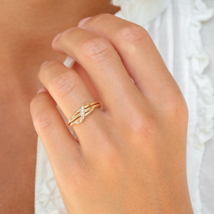zirkoon ring in verguld sterlingzilver