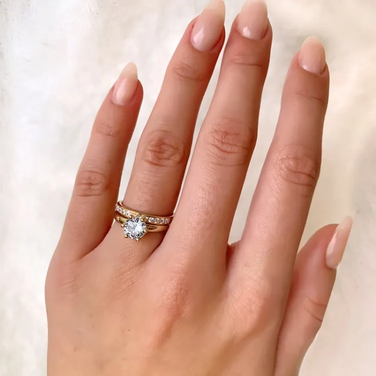 zirkoon verguld vingerring in verguld sterlingzilver