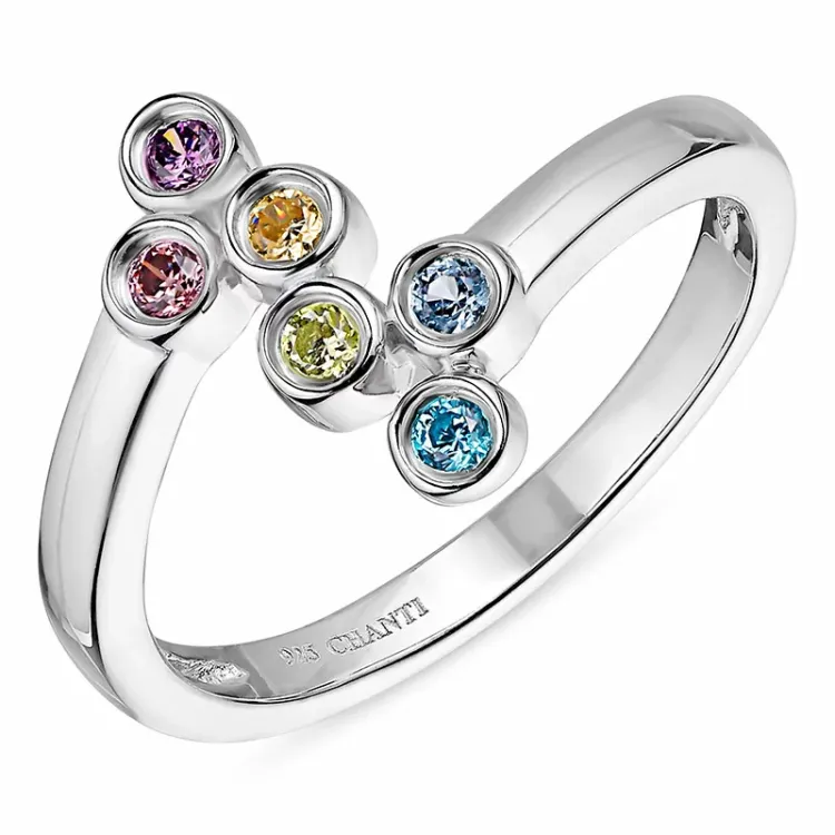 veelkleurig ring in zilver - Bubbly Twist