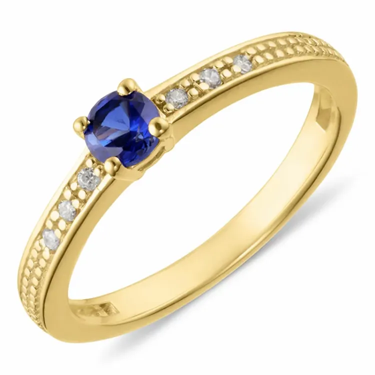 syntetische saffier verguld vinger ringen in verguld sterlingzilver