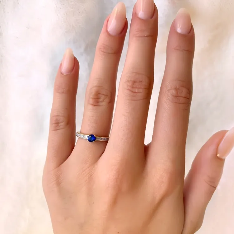 syntetische saffier verguld vinger ringen in verguld sterlingzilver