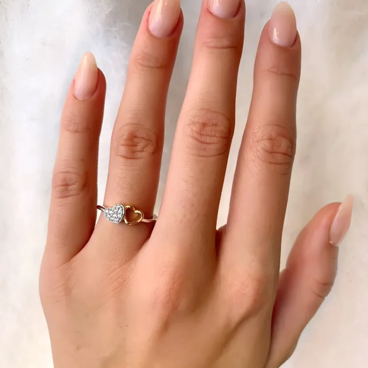 hart ring in zilver met verguld sterlingzilver