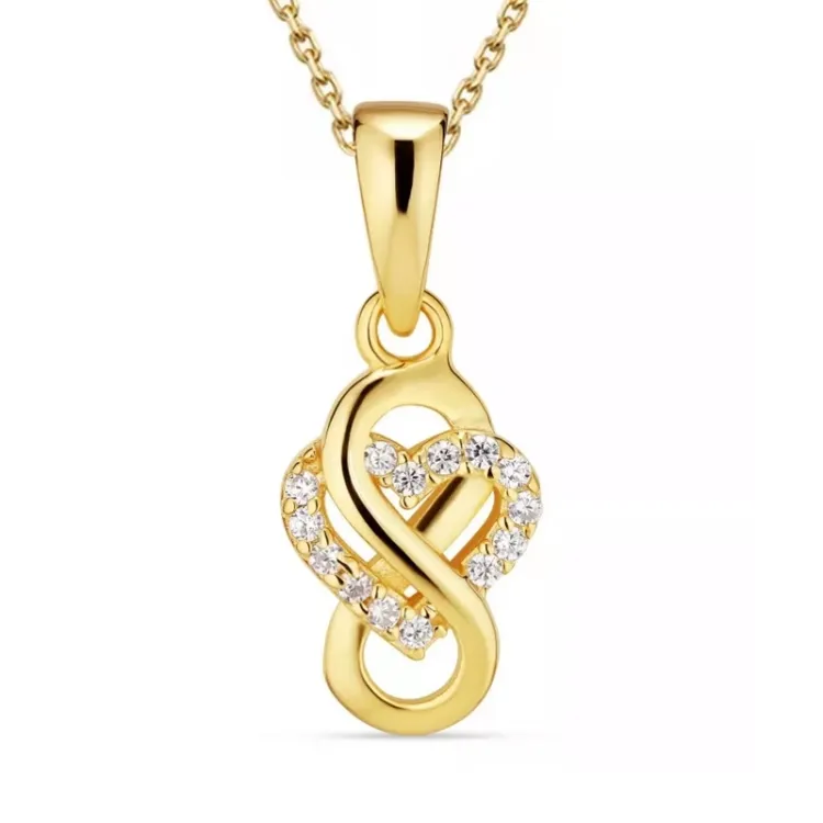 infinity zirkoon ketting in verguld sterlingzilver met hanger in verguld sterlingzilver