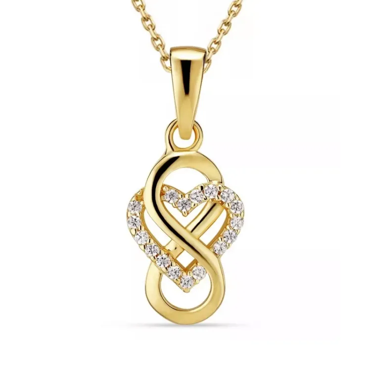 infinity zirkoon ketting in verguld sterlingzilver met hanger in verguld sterlingzilver