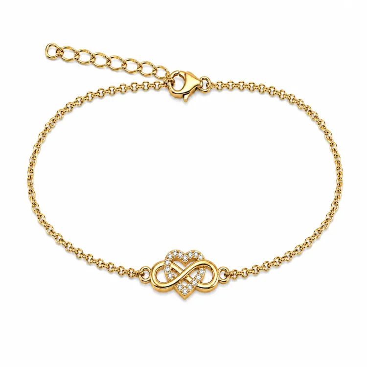 hart infinity armband in verguld messing