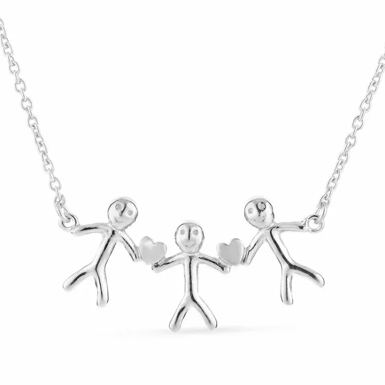 familie hanger met ketting in zilver