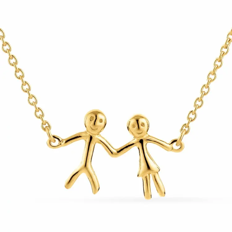 familie hanger met ketting in verguld sterlingzilver
