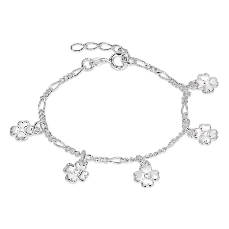 kinder armband in zilver met bloemen hanger in zilver - Little Ones