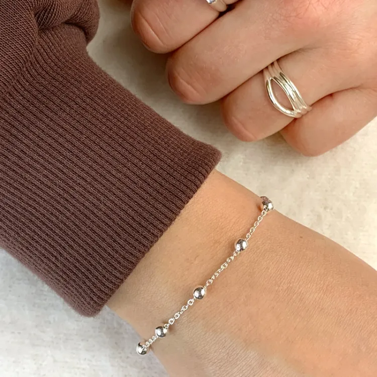 kogelarmband in zilver  x 4,0 mm 