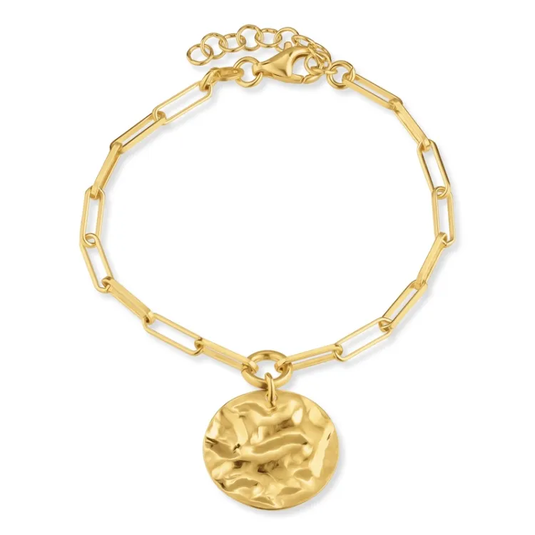 rond armband in verguld sterlingzilver met hanger in verguld sterlingzilver
