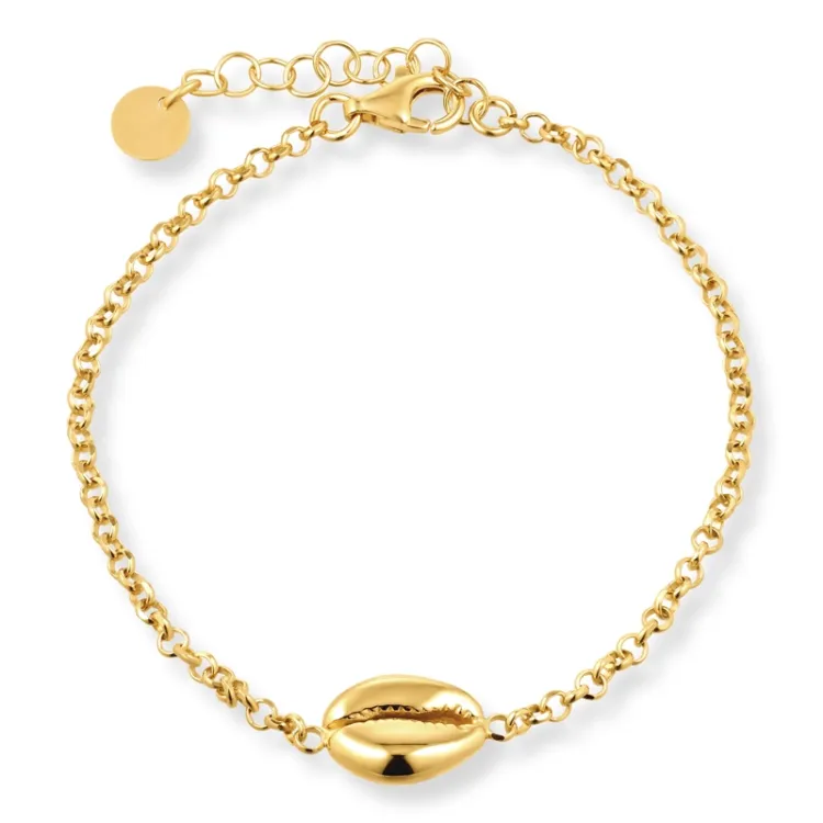 mossel armband in verguld sterlingzilver met hanger in verguld sterlingzilver