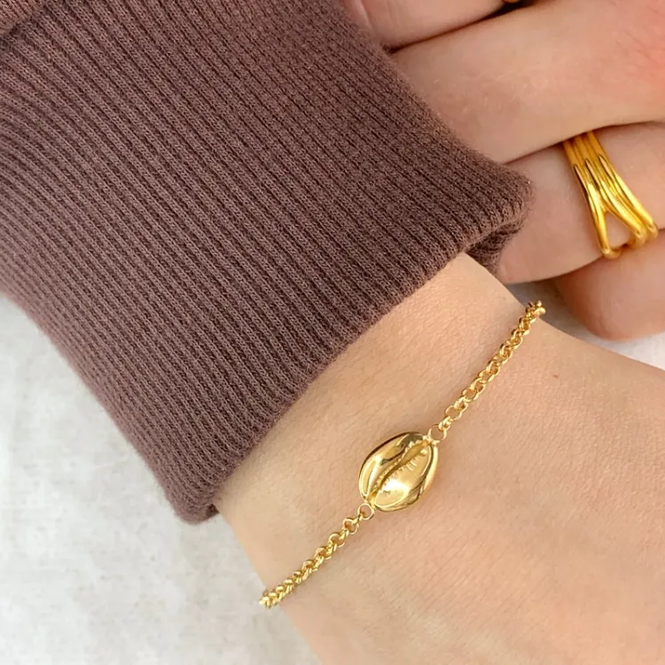 mossel armband in verguld sterlingzilver met hanger in verguld sterlingzilver