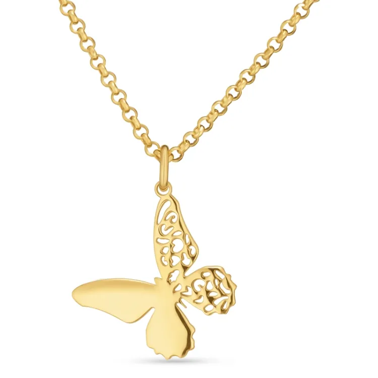 vlinder ketting in verguld sterlingzilver met hanger in verguld sterlingzilver