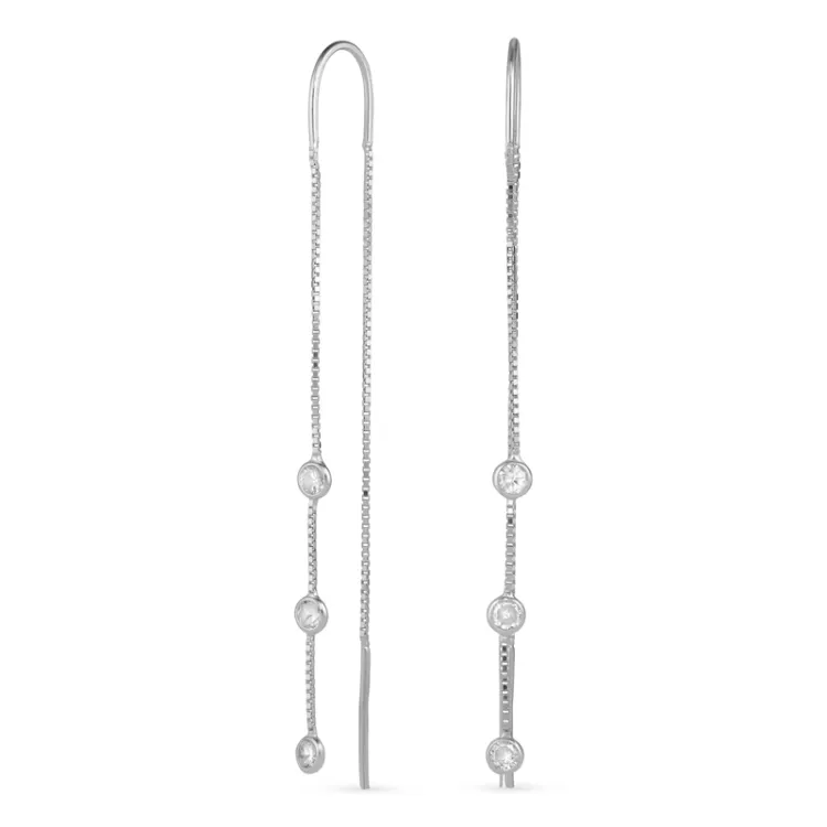 lange ketting oorbellen in zilver