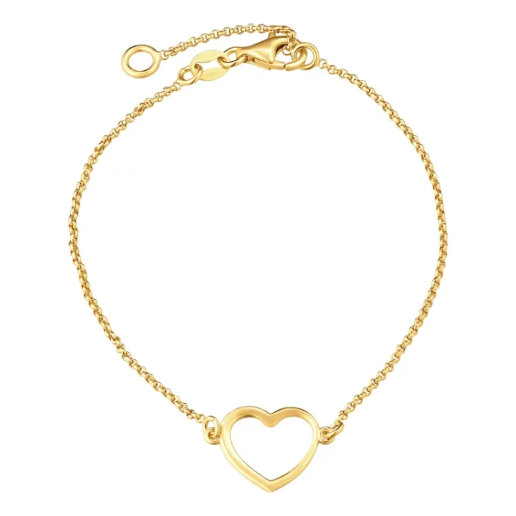 hart armband in verguld sterlingzilver met hanger in verguld sterlingzilver