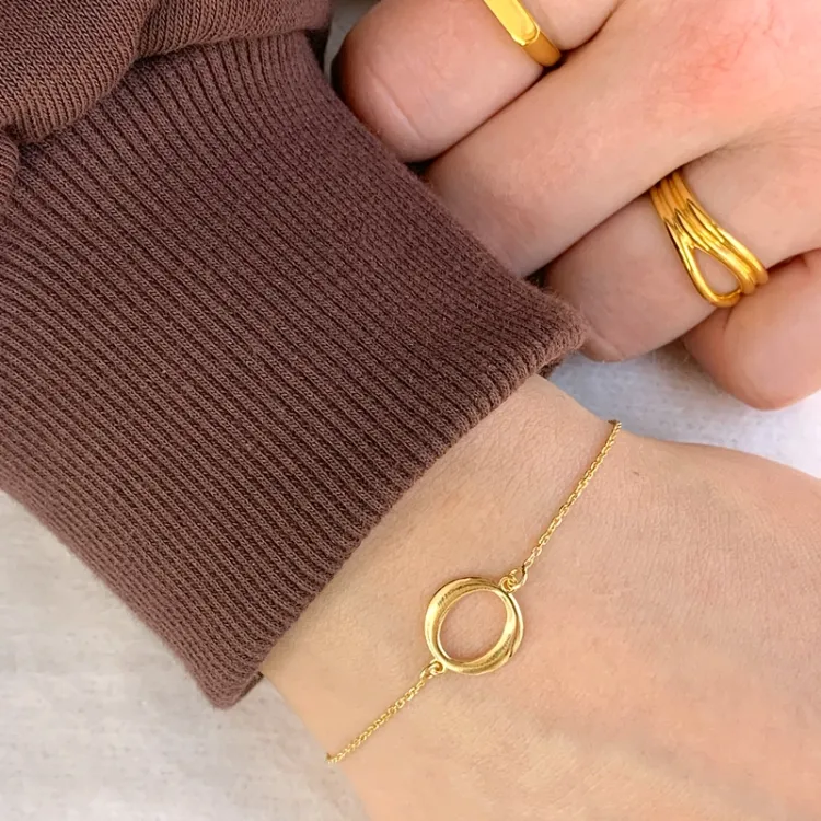 hart armband in verguld sterlingzilver met hanger in verguld sterlingzilver