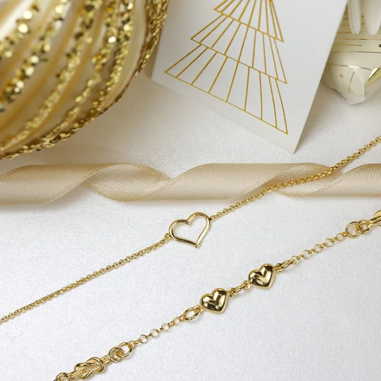 hart armband in verguld sterlingzilver met hanger in verguld sterlingzilver