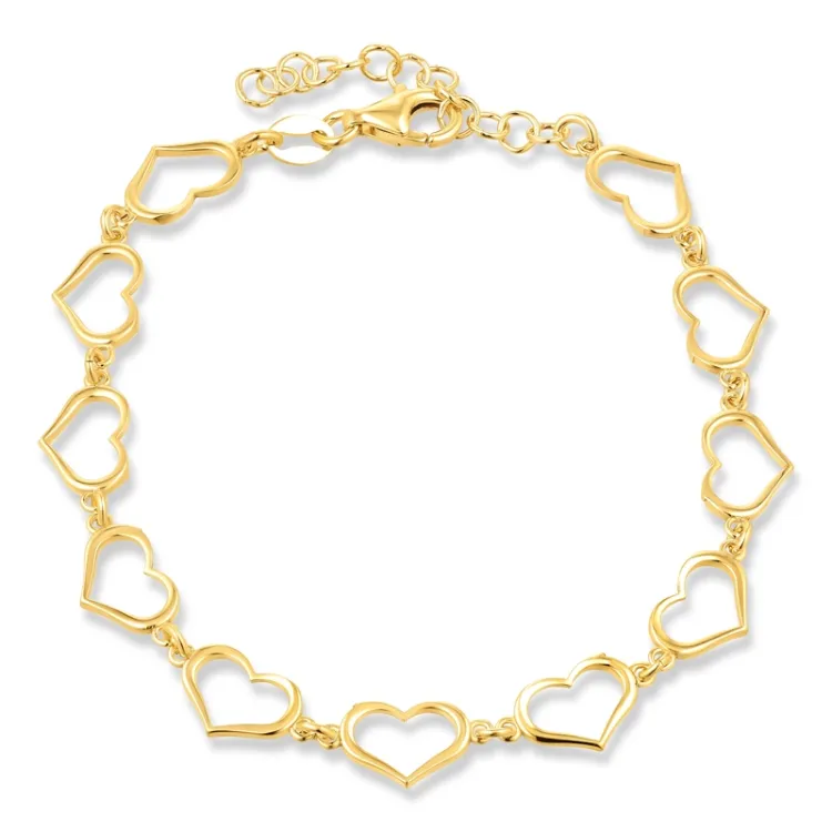 hart armband in verguld sterlingzilver met hanger in verguld sterlingzilver