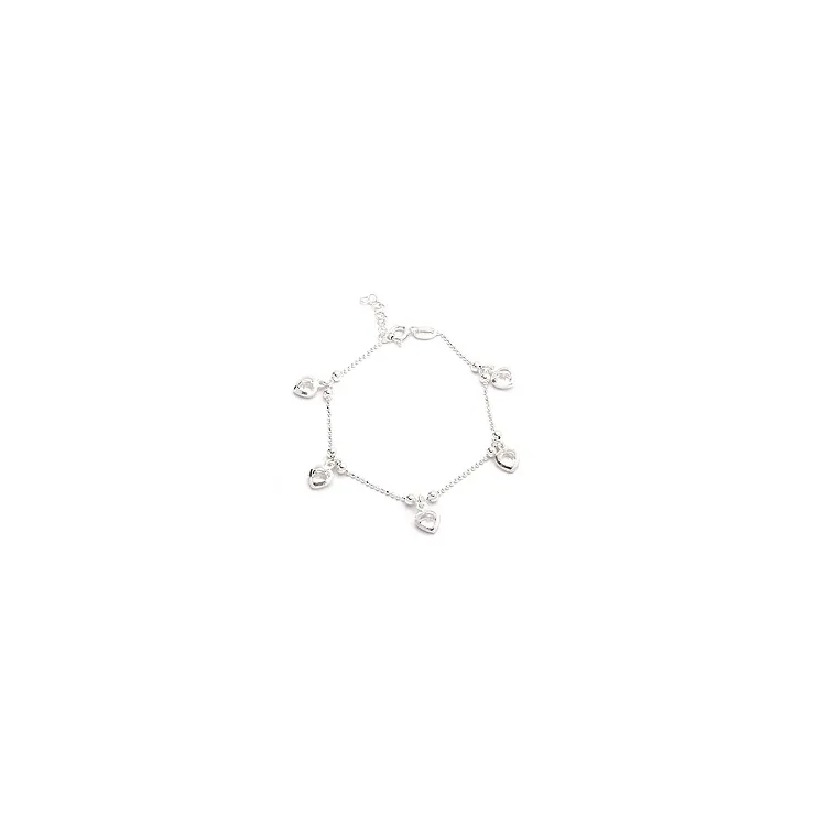 hart witte kristal armband in zilver met hanger in zilver