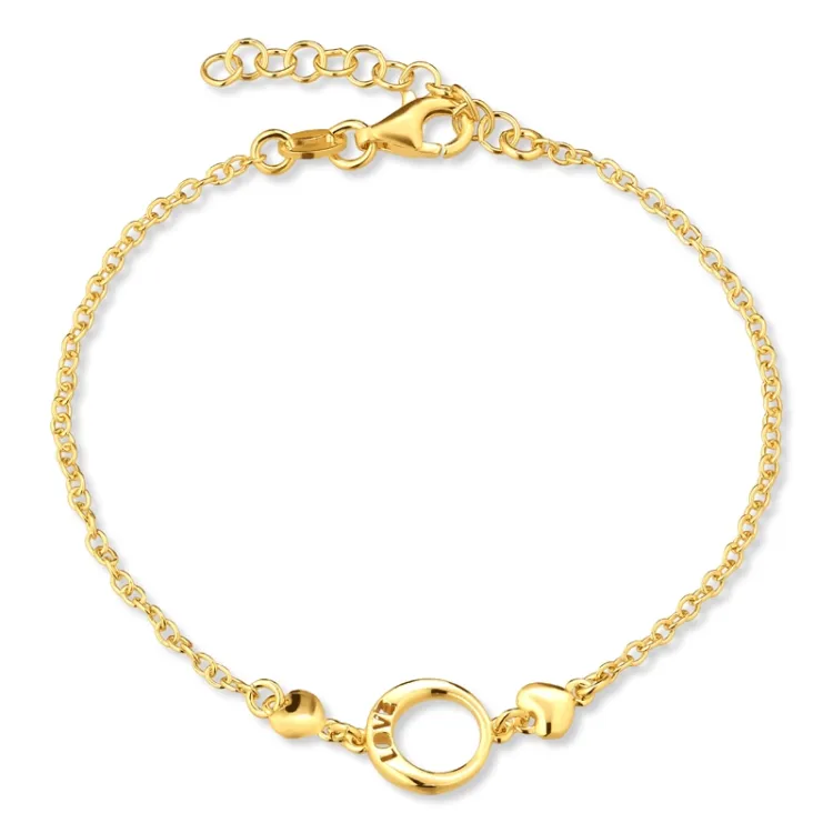 rond armband in verguld sterlingzilver met hanger in verguld sterlingzilver