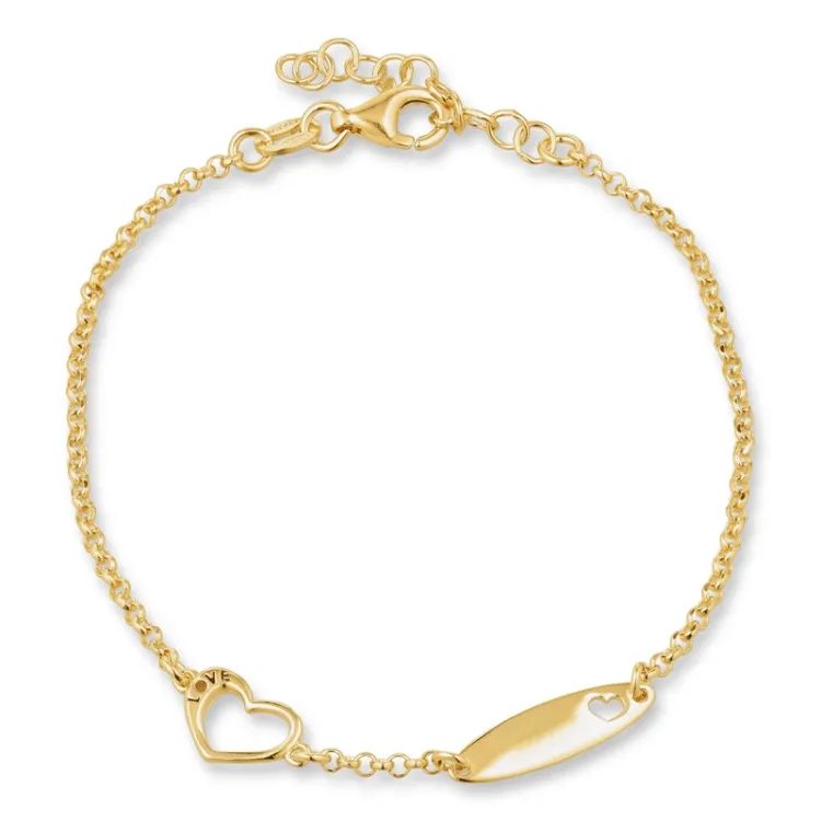hart armband in verguld sterlingzilver met hanger in verguld sterlingzilver