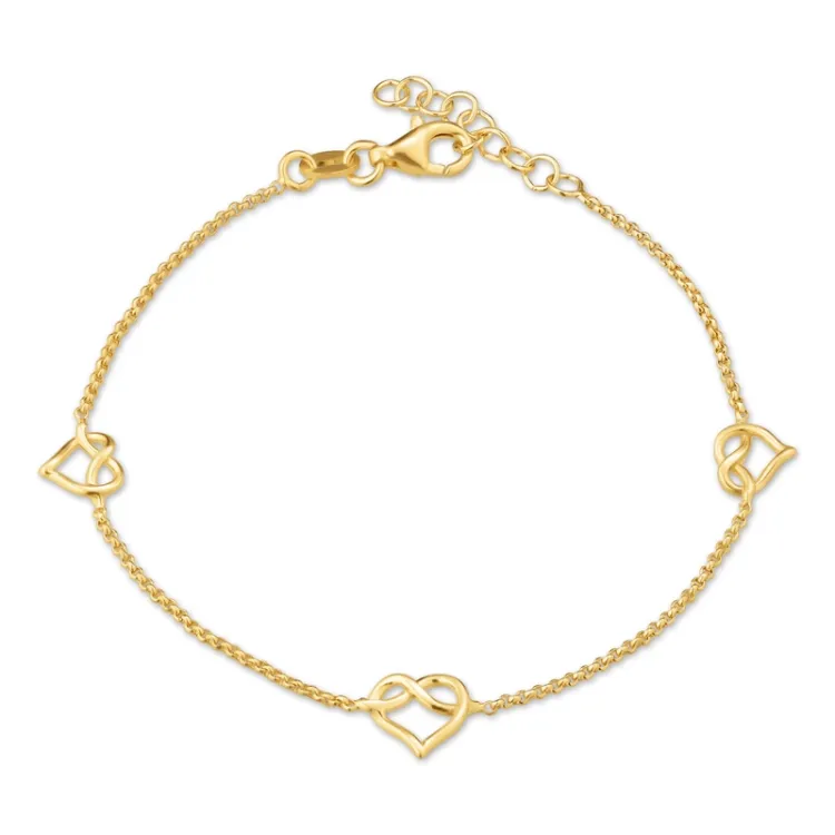 hart armband in verguld sterlingzilver met hanger in verguld sterlingzilver