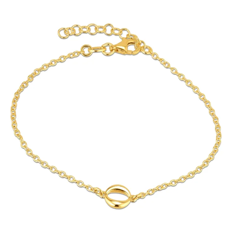 rond armband in verguld sterlingzilver met hanger in verguld sterlingzilver