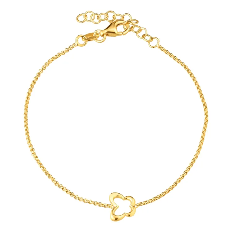 vlinder armband in verguld sterlingzilver met hanger in verguld sterlingzilver