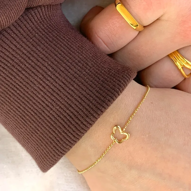 vlinder armband in verguld sterlingzilver met hanger in verguld sterlingzilver