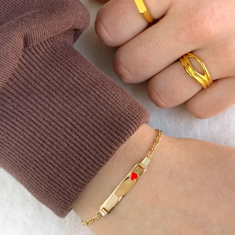 kinder armband in verguld sterlingzilver met hartjes hanger in verguld sterlingzilver - Little Ones