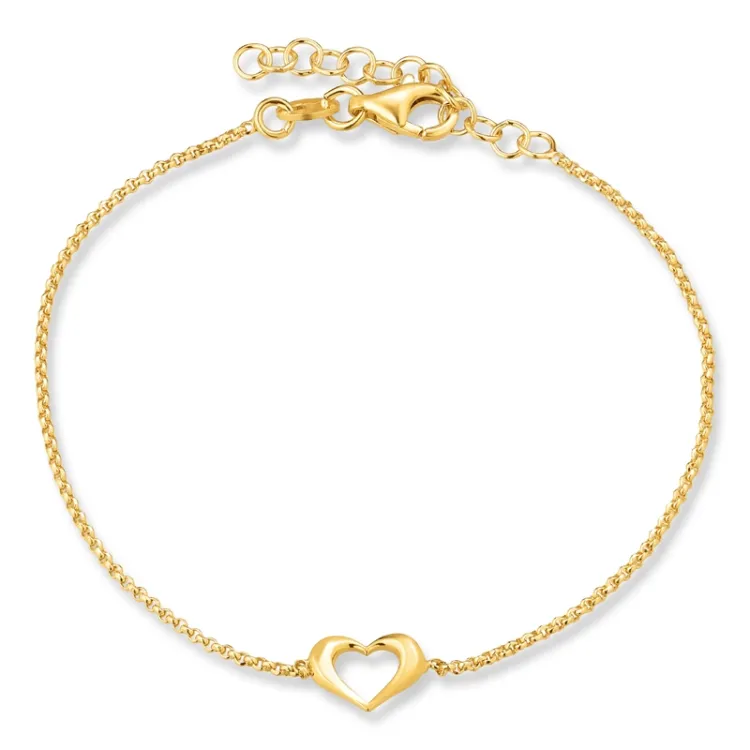 hart armband in verguld sterlingzilver met hanger in verguld sterlingzilver