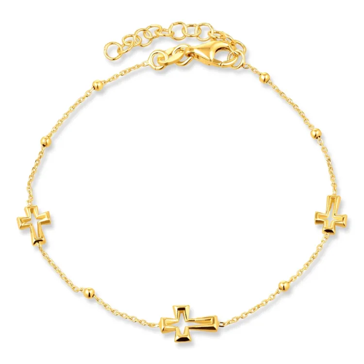 kruis armband in verguld sterlingzilver met hanger in verguld sterlingzilver