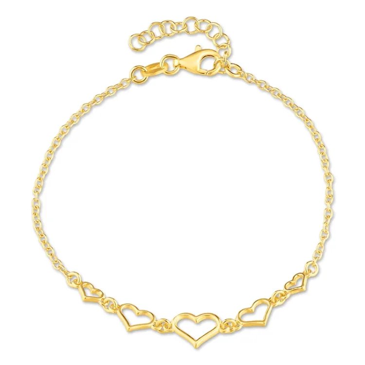 hart armband in verguld sterlingzilver met hanger in verguld sterlingzilver