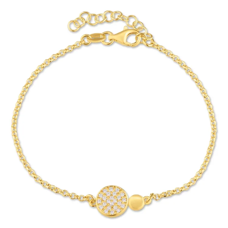 rond armband in verguld sterlingzilver met hanger in verguld sterlingzilver