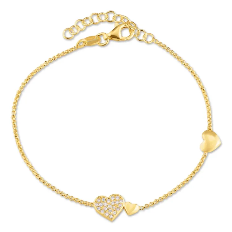 hart armband in verguld sterlingzilver met hanger in verguld sterlingzilver