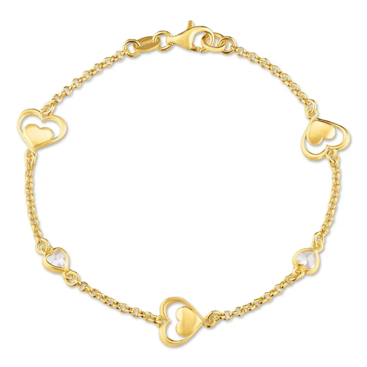 hart armband in verguld sterlingzilver met hanger in verguld sterlingzilver