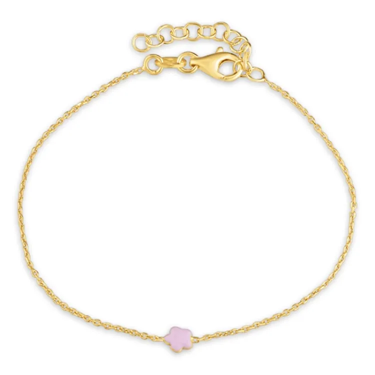 bloem kinder armband in verguld sterlingzilver met hanger in verguld sterlingzilver