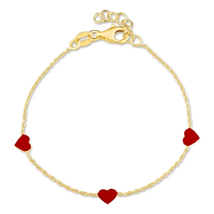 hart kinder armband in verguld sterlingzilver met hanger in verguld sterlingzilver - Little Ones