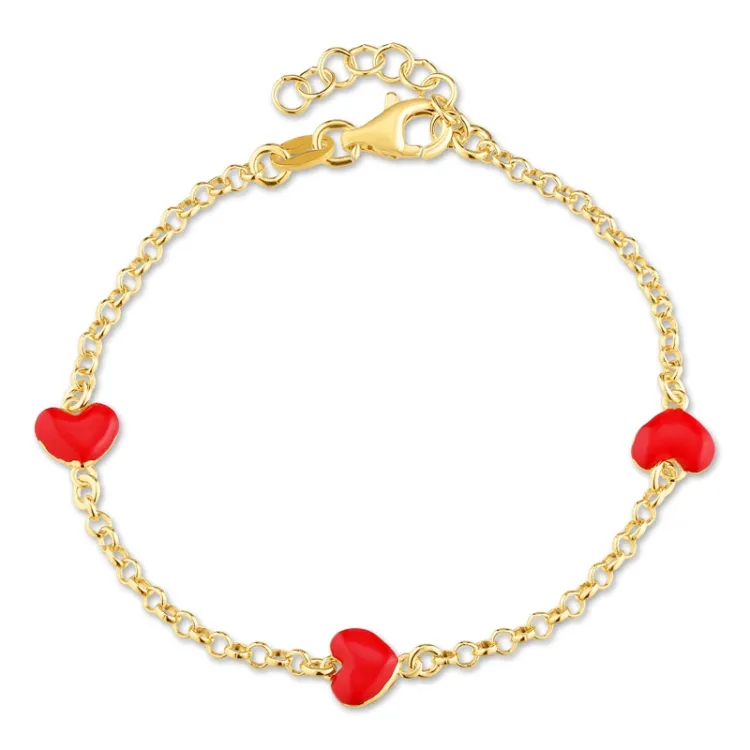 hart armband in verguld sterlingzilver met hanger in verguld sterlingzilver