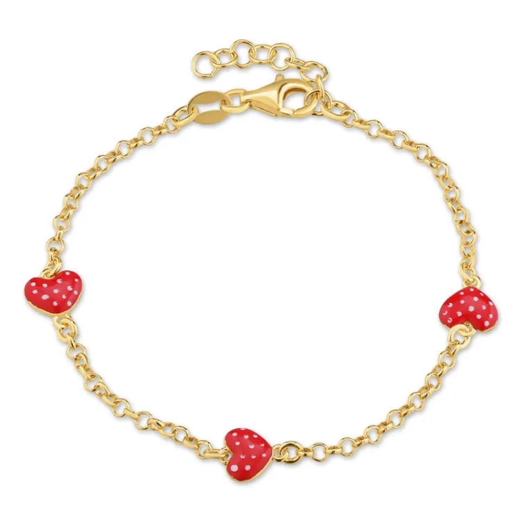 hart armband in verguld sterlingzilver met hanger in verguld sterlingzilver
