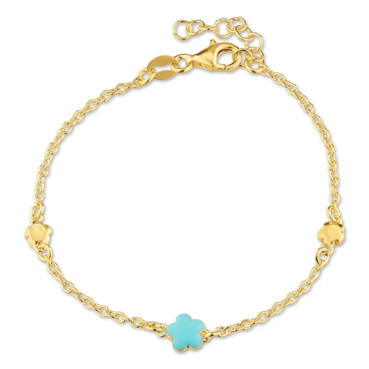 bloem armband in verguld sterlingzilver met hanger in verguld sterlingzilver