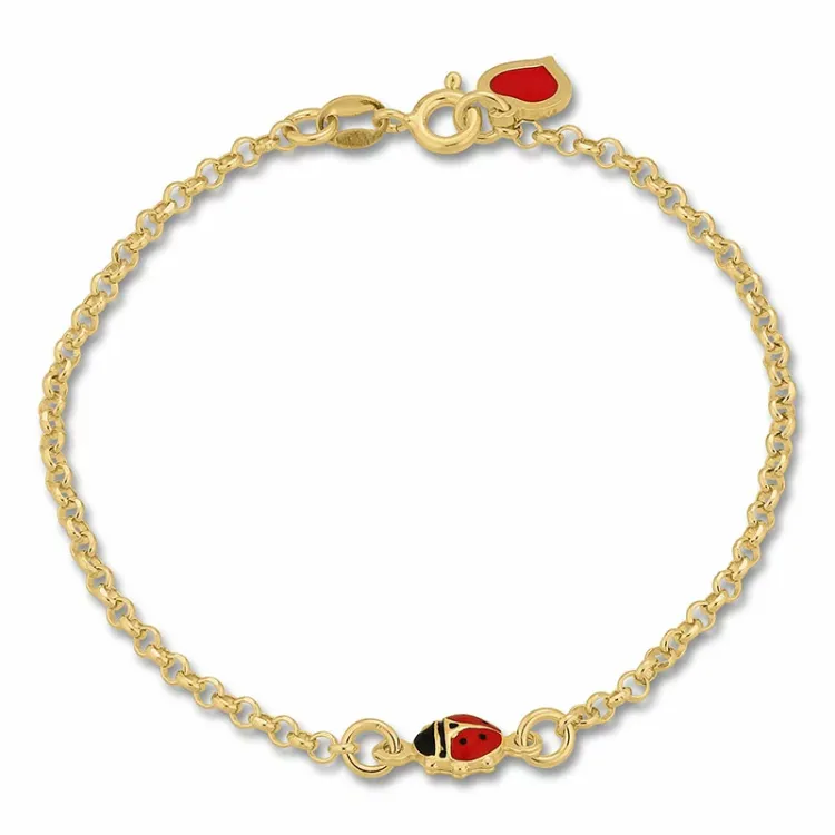 verzamelmonster lieveheersbeestje armband in verguld sterlingzilver met hanger in verguld sterlingzilver
