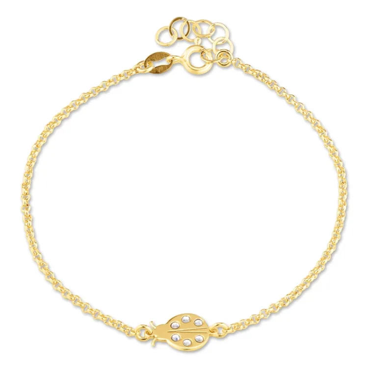 lieveheersbeestje armband in verguld sterlingzilver met hanger in verguld sterlingzilver